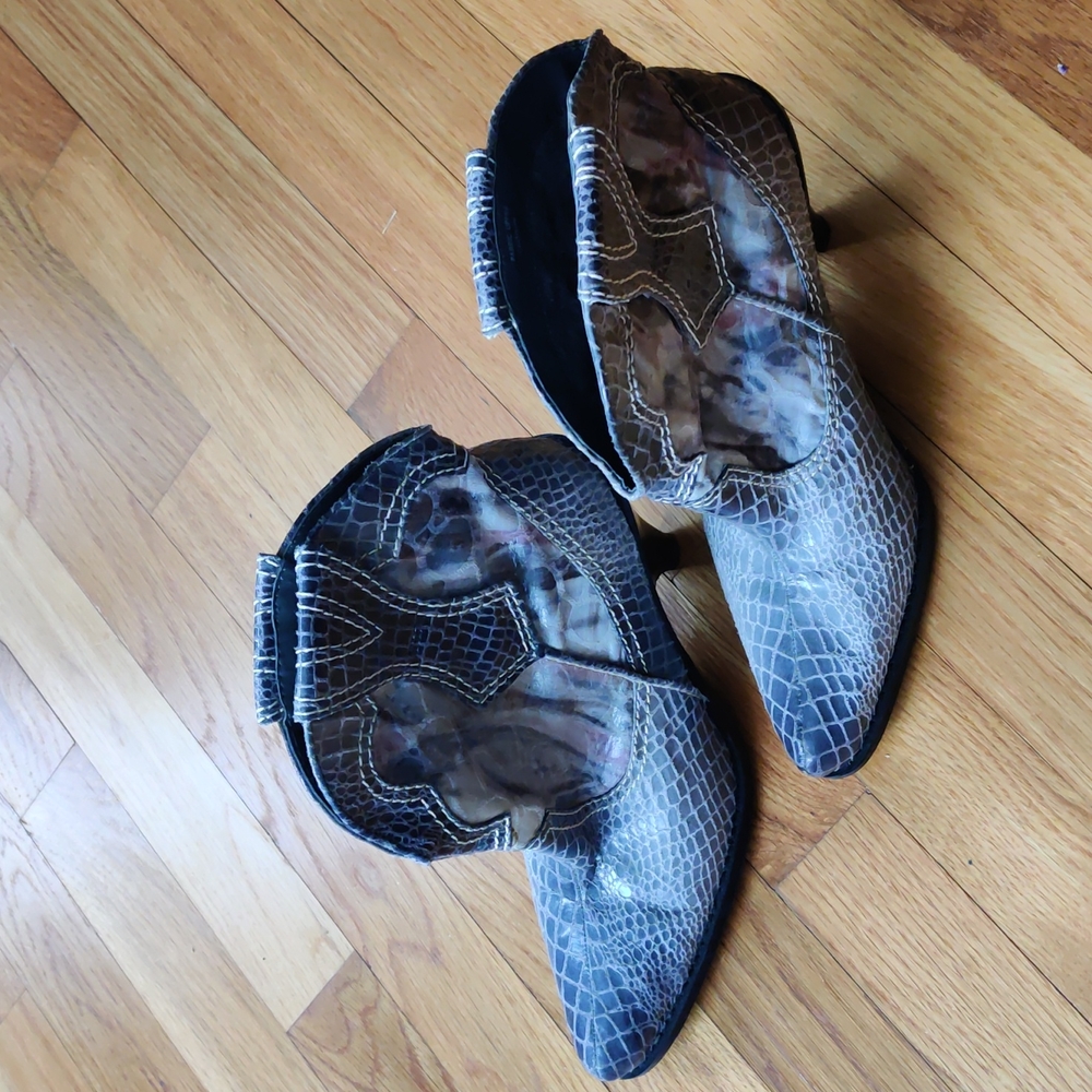 Faux leather cowboy booties